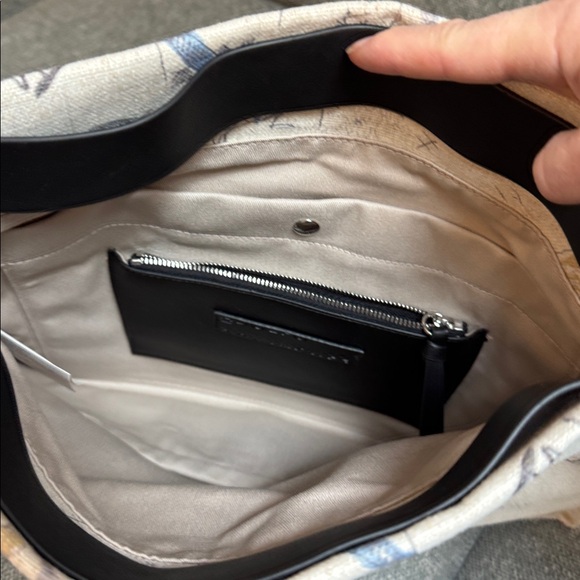 Adolfo Dominguez NWT linen canvas clutch handbag in cream with abstract designs - Picture 5 of 7